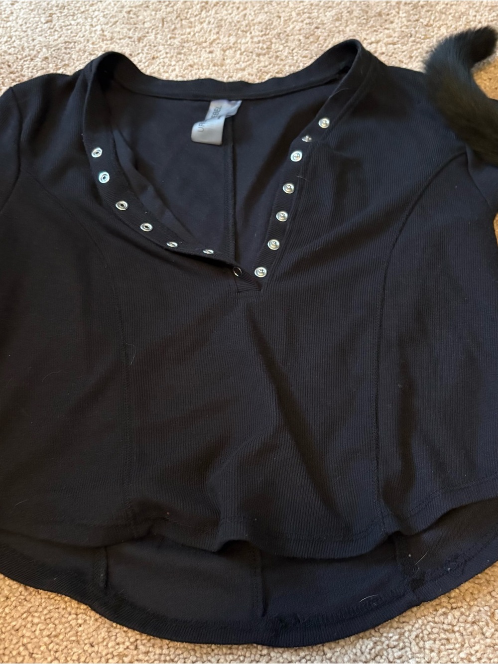 Black Snap-Front Women's Top